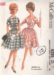 6285 1962 SS BUTTON BODICE FLARE DRESS PATTERN 9 JP 32.5''B
